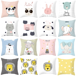 Nordic cartoon animal pillowcases for nursery decor with 16 cute animal pattern designs