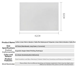 Waterproof Independence Day placemat 42x32cm heat resistant cotton linen table mat detail