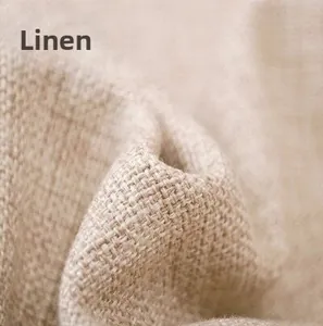 Vue macro détaillée de la texture et du tissage en lin beige pour housses de coussin
