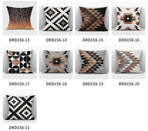 Selection of nine geometric and Nordic style gray decorative cushion covers with diverse patterns