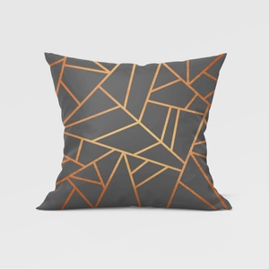 Modern grey geometric throw pillow case with rose gold lines for home sofa decoration