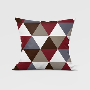Modern gray geometric square pillowcase with multi-color triangle patterns for sofa decor