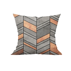 Modern grey and copper orange geometric pattern decorative square pillowcase for sofa