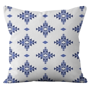 Modern geometric blue and white pillow case with porcelain pattern for summer sofa decor