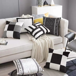 Modern minimalist geometric throw pillow covers in black and white for sofa decoration