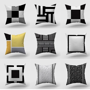 Modern Minimalist Black White Geometric Pillowcase Peach Skin Sofa Cushion Cover Decorative Pillow Case For Home Decor