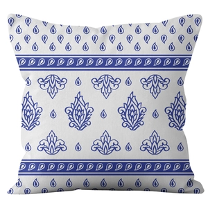 Modern minimalist blue floral geometric pattern throw pillow case for home sofa decoration