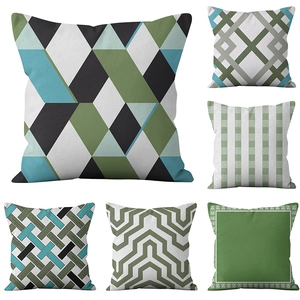 Nordic Minimalist Green Geometric Polyester Throw Pillow Case For Sofa Home Decor Decorative Square Cushion Cover