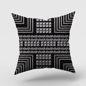 Modern black and white geometric cushion cover with tribal patterns for home sofa decor
