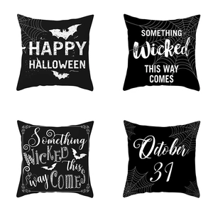 Halloween Throw Pillow Cover Peach Skin Polyester Bat Spider Web Decorative Cushion Case For Sofa Home Party Decor