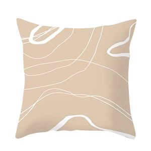 Minimalist Nordic cushion cover with beige abstract line art for modern home decor