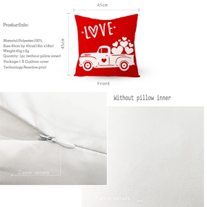 Dettagli della federa per cuscino San Valentino 45x45cm con zip invisibile e tessuto poliestere