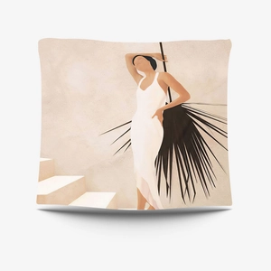 Morandi minimalist abstract wall tapestry featuring elegant female figure digital print