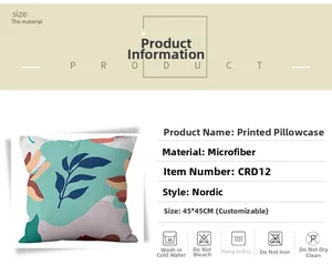 Detail view of 45x45cm Nordic style cushion cover with soft velvet material specs