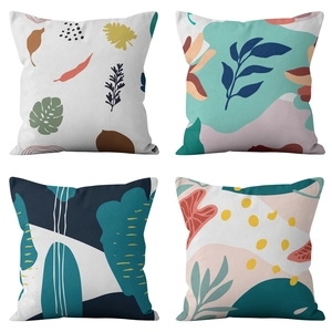 Abstract Morandi Geometric Plant Pattern Pillowcase Soft Short Plush Decorative Square Cushion Cover For Sofa Couch Home Decor