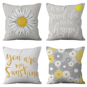 Taie d'Oreiller en Polyester à Motifs de Marguerites Minimalistes Modernes Housse de Coussin de Canapé Florale Élégante Décoration Maison