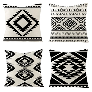 Moroccan Geometric Throw Pillowcase Cotton Linen Black White Bohemian Tribal Style Decorative Cushion Cover Home Decor