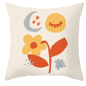 Nordic abstract floral geometric cushion cover with sun and moon bohemian art pattern