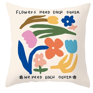 Nordic abstract flower geometric pillow cover with modern floral print and artistic quotes