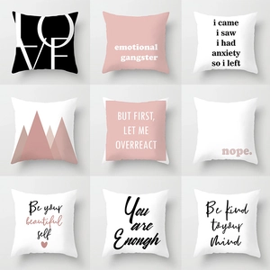 Modern Geometric Letter Print Cushion Cover Peach Skin Polyester Decorative Pillowcase For Living Room Sofa Nordic Home Decor