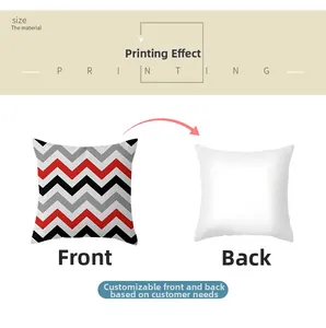 Detailed front and back view of geometric wave pattern plush throw pillow cover