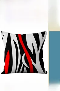 Detail of digital printed abstract stripe pattern on soft geometric plush pillowcase