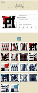 Detail view of 45x45cm short plush pillow cases with geometric abstract pattern and washing guide