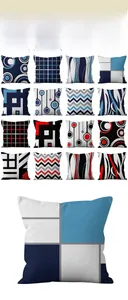 Detail showcasing sixteen geometric and abstract patterns on soft plush pillow covers