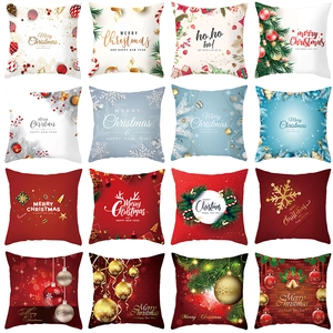Nordic Christmas Pillowcase Cushion Cover Decorative Peach Skin Polyester Case With Festive Merry Christmas Pattern For Sofa