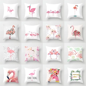 Nordic Flamingo Peach Skin Pillowcase Pink Tropical Leaf Flower Pattern Square Cushion Cover For Sofa Home Decor No Insert