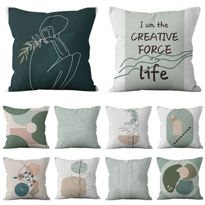 Macro detail of abstract geometric patterns on soft Nordic style cushion covers
