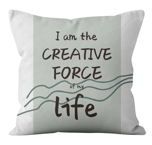 Detail of canvas pillowcase texture with creative text and wave patterns