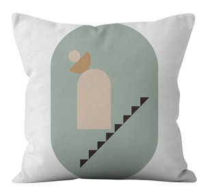 Detailed view of modern abstract geometric patterns on a Nordic decorative cushion cover