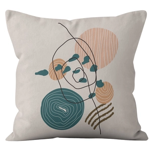 Modern abstract geometric pillow cover with Nordic minimalist line art patterns
