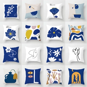 Housse de Coussin Géométrique Abstrait Nordique en Peluche Courte Dessin au Trait Moderne Coussin Canapé Maison Décoratif