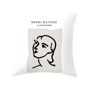 Housse de coussin carrée minimaliste avec art au trait Henri Matisse et motif abstrait
