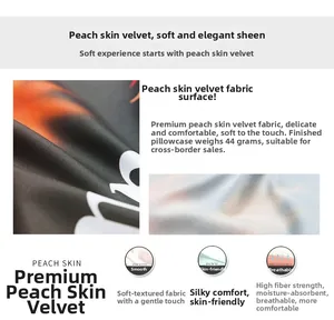 Detailed macro view of soft peach skin pillowcase fabric texture with 44g weight spec