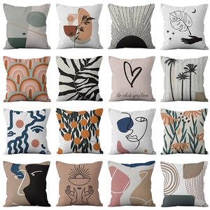 Nordic Bohemian Abstract Pillowcase Cover Short Velvet Digital Printed Decorative Square Cushion Case For Sofa Home Decor