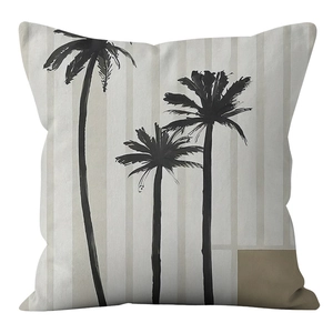 Nordic minimalist palm tree silhouette cushion cover with abstract geometric patterns