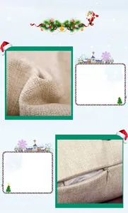 Detail of linen Christmas pillowcase showing texture and hidden zipper closure mechanism