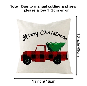 Dettaglio copricuscino natalizio 18x18 pollici con motivo camion rosso e albero di Natale