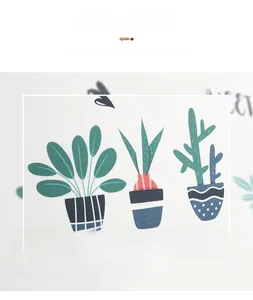 Detail of artistic tapestry with eco-friendly digital print and washable green plant design
