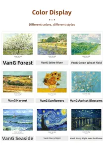 Detail view of 9 Van Gogh art tapestry styles including Starry Night and Sunflowers