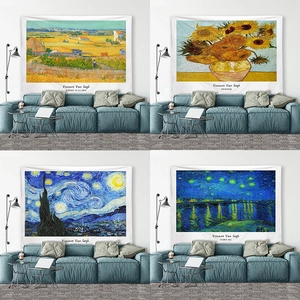 Vincent Van Gogh Art Wall Tapestry Oil Painting Landscape Starry Night Sunflowers Decorative Hanging Cloth For Room Decor
