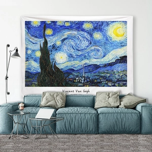 Artistic Van Gogh Starry Night wall tapestry for modern living room home decor