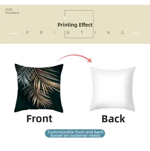 Detail of custom ink flower linen cushion cover showing printed front and plain white back