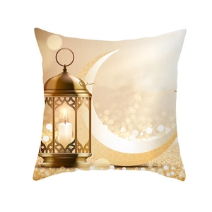 Golden moon and lantern print pillowcase for Ramadan holiday home sofa decoration