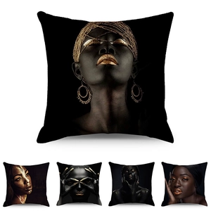 Federa In Lino Con Ritratto Di Donne Nere Africane Fodera Per Cuscino Decorativa Con Stampa Artistica Etnica Per Divano Soggiorno Casa
