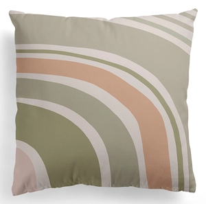 Detailed view of Nordic daisy floral print peach skin pillowcase with abstract geometric pattern