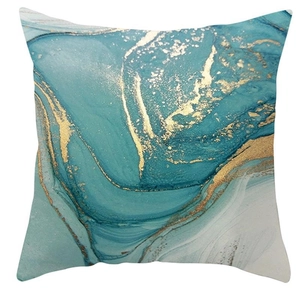 Nordic abstract green ink texture throw pillow cover with golden foil pattern